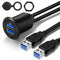 Double Port USB 3.0 Car Mount Flush Cable, USB3.0 Male to Female Car Mount Extension Cable for Car Motorcycle Boat Dashboard Panel 3ft...