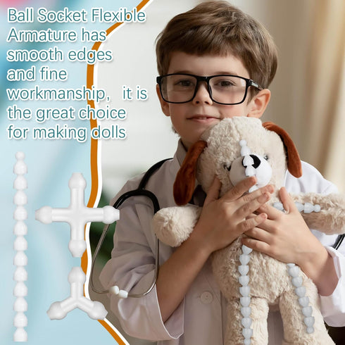 144 Pieces Doll Armature Set with 4Y and 4X Chest Connectors Flexible Doll Joints Plastic Ball for Stuffed Animal Bear Dolls Making DIY Crafts Nee...