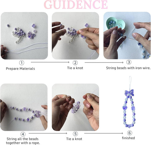 SHUANGART 252 Pcs Phone Chain Beaded Making kit, Cell Phone Charms Lanyard Wrist Strap Set with Acrylic Assorted Pastel Beads Butterfly Flower Hea...
