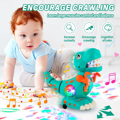 Baby Toys for Newborn, Dinosaur Tummy Time Toys, Light Up Musical Crawling Infant Toy for 0-6 6-12 Months, Children's Day Birthday Shower Gifts fo...