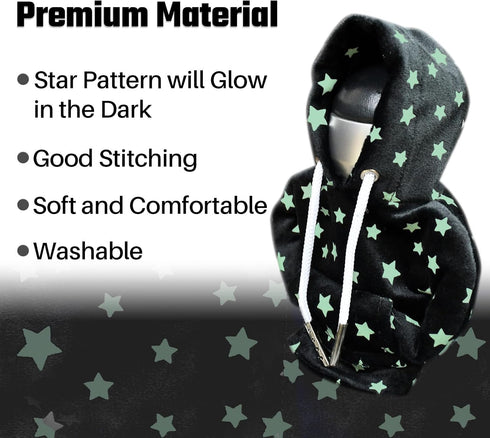 Gear Stick Hoodie Mini Sweater Hoodie Gear Shift Hoodie Upgrade Star Glow in the Dark Shift Knob Cover Universal Funny Car Shifter Cover, Black, T...