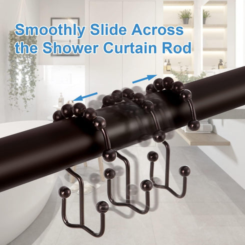 Shower Curtain Hooks Rings, TENOVEL Double Sided Shower Hooks Rust Proof for Bathroom Shower Rods Curtain, Durable Stainless Steel Bathroom Shower...