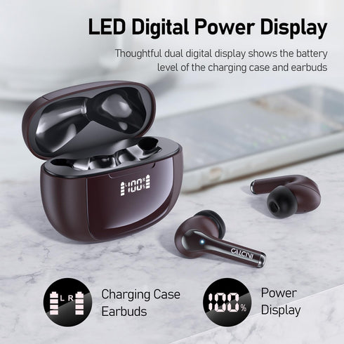 CALCINI Wireless Earbuds, Bluetooth Headphones 5.3 with LED Power Display Charging Case,True Wireless Earphones Deep Bass Stereo Sound TWS Microph...