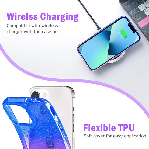 JJGoo Compatible with iPhone 13 Case, Glitter Soft TPU Shockproof Protective Bumper Cover, Sparkle Bling Sparkly Cute Slim Women Girls Phone Case ...