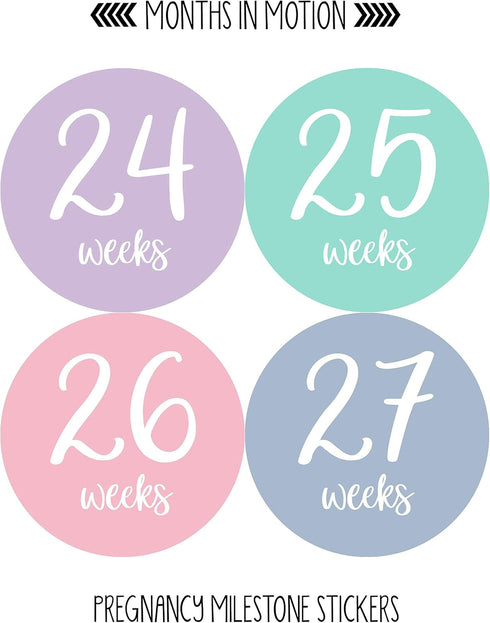 Pregnancy Weekly Belly Growth Stickers, 36 pcs - Purple Pink, Matte Finish, Cloth Surface, for Maternity Photo Sessions & Keepsakes...