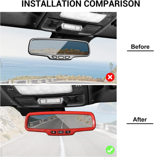 Compatible with 2011-2015 Chevrolet Camaro, Car Rear View Mirror Interior Trim Cover (Red)...