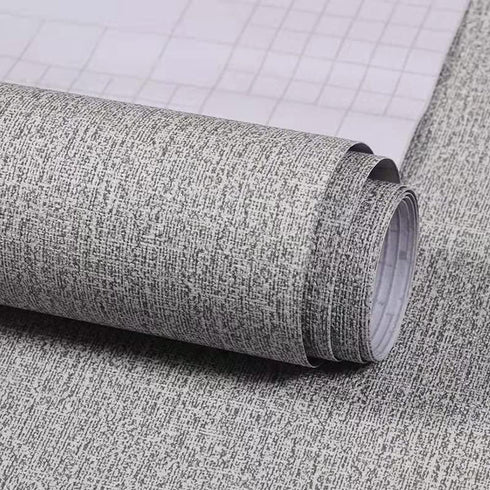 Linen Textured Fabric Wallpaper,Peel and Stick 3D Wallpaper Self-Adhesive Wallpaper Removable Wallpaper for Cabinets Counter Top Bedroom(Light Gra...