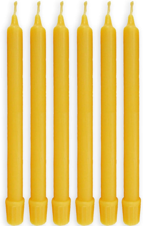 100% Pure Beeswax Candles (Set of 6) 8-Hour Organic Hand Made - 8 Inches Tall, 3/4 Inch Diameter; Tapers...