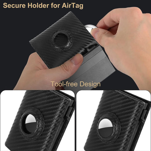 Smart Edge Wallet with Airtag Holder | Card Holder | Pop Up Wallet with Large Card Capacity | Safe Track Wallet with RFID Blocking | Slim, Carbon ...