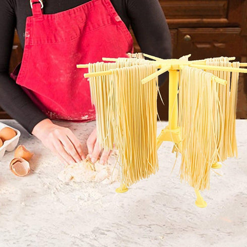 Kitchen Pasta Drying Rack Folding, iPstyle Spaghetti Drying Rack Noodle Stand with 10 Bar Handles Green...