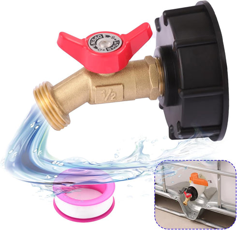 275-330 Gallon IBC Tote Water Tank Adapter(2" Coarse Thread)?IBC Tote Adapter With 1/2 NPT Thread Garden Hose Valve(Lead-Free),ibc tote fittings,i...