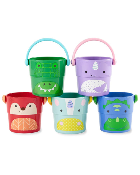 Skip Hop Baby Bath Toy Buckets, Zoo Stack & Pour Buckets, Pastel...