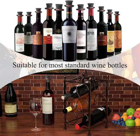 Wine Stoppers, Funny and Reusable Silicone Bottle Caps, Decorative Wine Sealer Preserver Accessory Set for Christmas Holiday, Pack of 3...