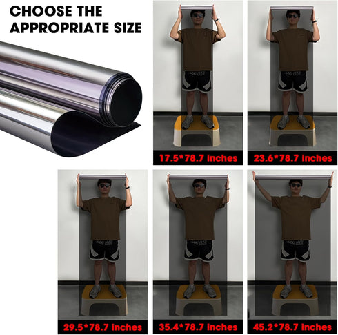 Window Tint for Home Window Privacy Film See Out Not in,Heat Block 95% UV One Way Reflective Window Film Static Cling for Door Window Home Office(...