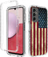 Phone Case for Galaxy A14 5G Case, Samsung A14 5G SM-A146B Case with Tempered-Glass Screen Protector, Cute Clear Flag Pattern Full Body Protective...