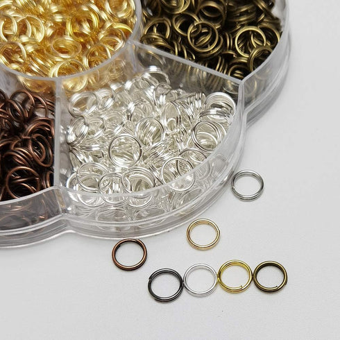 Chenkou Craft 1 Box 1050PCS 7 Colors Split Double Loops Jump Rings & Ring Jewelry Keychain Making 7mm With1 pc Clear Box (Mix, 0.27"(7mm))...