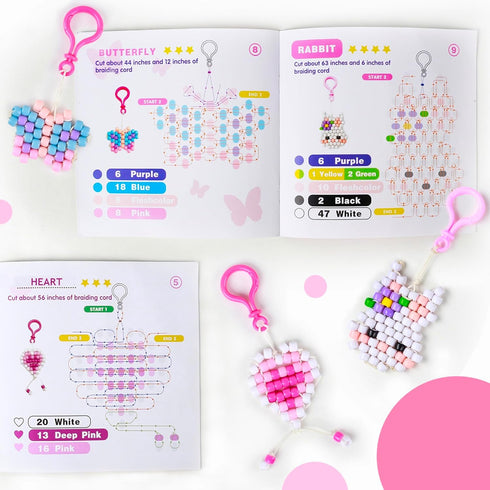 LORHAKI Bead Pets Kit, Art Craft Gift for Kids, Bead Animals Keychain Kit, Bead Art Craft Set for Beginners with Instructions, Pony Beads for Keyc...