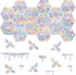 Honeycomb & Bee 30-Piece Rainbow Window Clings - Non-Adhesive Vinyl Decals, Bird Strike Deterrent, Assorted Sizes & Shapes, Reusable, Indoor Use, ...