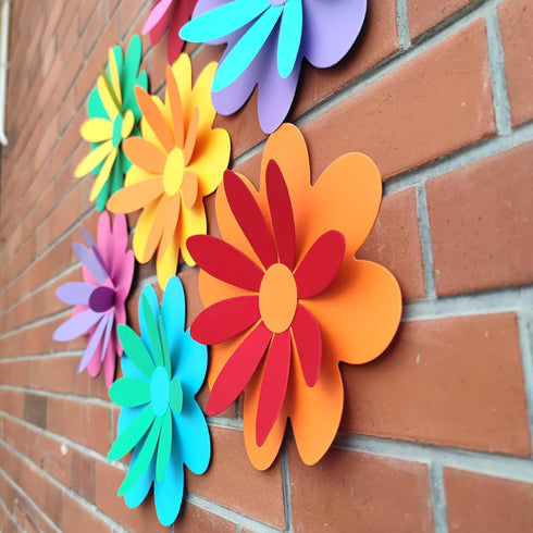 10 inch Giant 3D Rainbow Paper Flower with Stickers for Flower Wall Stickers Room Decor Kids Nursery Classroom Wedding Backdrop Pack of 7 (Rainbow...
