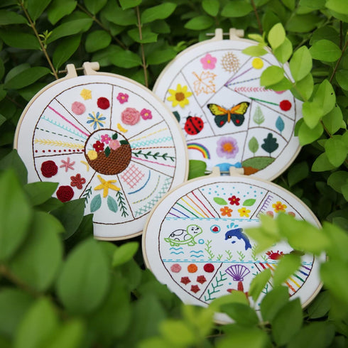 Emopeak 3 Sets Beginners Embroidery Stitch Practice kit, Bamboo Frame Animal Embroidery Kit to Learn 30 Different Stitches Stitch with Embroidery ...