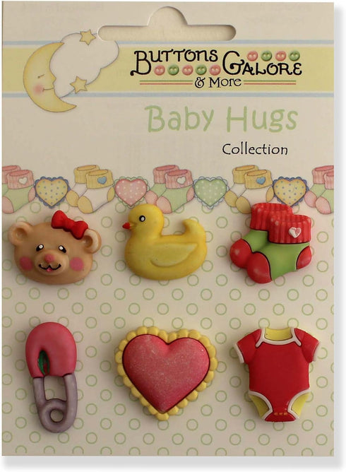 Buttons Galore Baby Hugs 3D Buttons-Set of 6 Cards...
