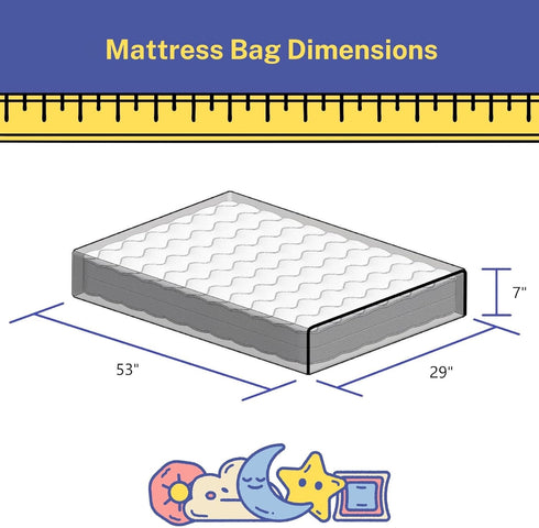 Crib Mattress Storage Bag with Zipper, 5 Mil Clear Plastic Cover for Moving, Includes Accessory Bags...