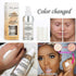 2pcs TLM Color Changing Foundation Liquid with 2 Brushes and 2 Cosmetics Sponge Flawless Full Coverage Natural Color Face Primer Base Makeup 30ml...