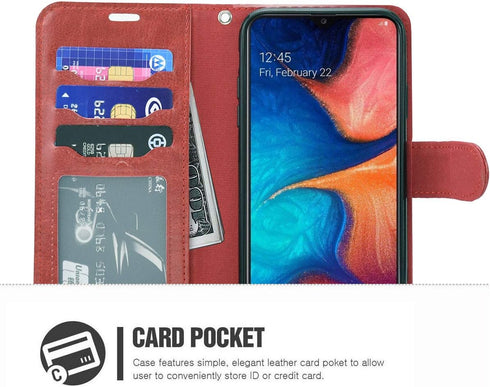 Galaxy A20 Case,Galaxy A30 Case,Premium PU Leather Wallet Flip Protective Phone Case Cover w/Card Slots & Kickstand for Samsung Galaxy A20/A30 201...