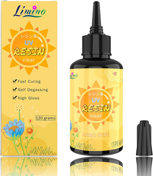 Limino UV Resin 120g Transparent Epoxy for DIY Jewelry Making, Craft Decoration - Solar Cure Activated, Hard Crystal Clear, Anti-Scratch, Non-Toxi...
