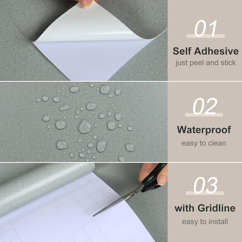 Light Green Granite Marble Contact Paper for Kitchen Countertops Granite Terrazzo Wallpaper Peel and Stick Waterproof Removable Vinyl Wall Paper R...