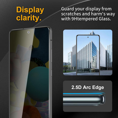 3 Pack Privacy Screen Protector for Samsung Galaxy A51 With 3 Pack Camera Lens Protector, Anti Spy Tempered Glass 9H Hardness, Black Protector Ant...
