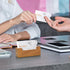 2 Pack Business Card Holder for Desk, Acacia Wood Business Card Organizer Desktop Business Card Display Stand for Office Home Tabletop Exhibition,...