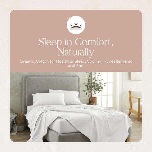 100% Organic Cotton Pillow Cases Queen Size Set of 2-100% Cotton Pillowcases GOTS Certified 300 Thread Count - Naturally Cooling Comfortable Breat...