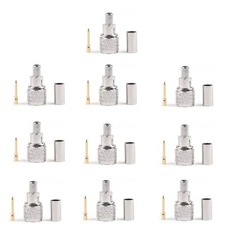 Areyourshop 10Pcs Mini-UHF Male Crimps Connector for RG-58/U Cable Motorola Antenna...