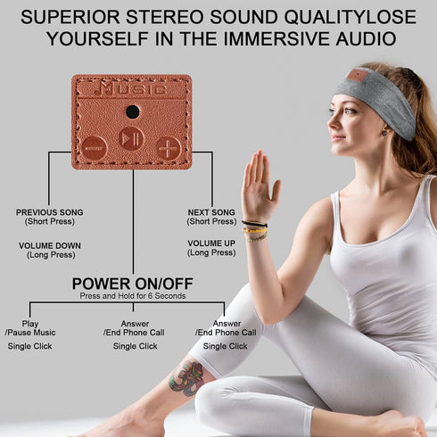 2 Pieces Wireless Bluetooth-compatible Music Headband with HD Speakers Wireless Headphones for Side Sleepers Sleeping Calling Jogging Yoga Workout...