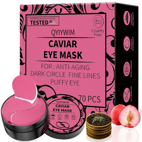 Under Eye Patches 70PCS, Peach Caviar Eye Patches for Puffy Eyes Treatment, Under Eye Masks for Dark Circles and Puffiness, Non-Irritating Eye Mas...