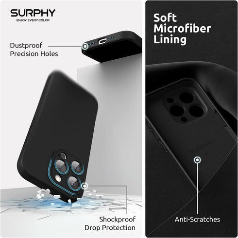 SURPHY Designed for iPhone 15 Pro Case Compatible with MagSafe (6.1 inch 2023), with 2 Pack Screen Protector, Liquid Silicone Phone Case (Camera P...