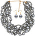 Multi Strand Crystal Rhinestone Pearl Statement Necklace for Women Choker Bib Collar Beaded Necklace Costume Jewelry Set...