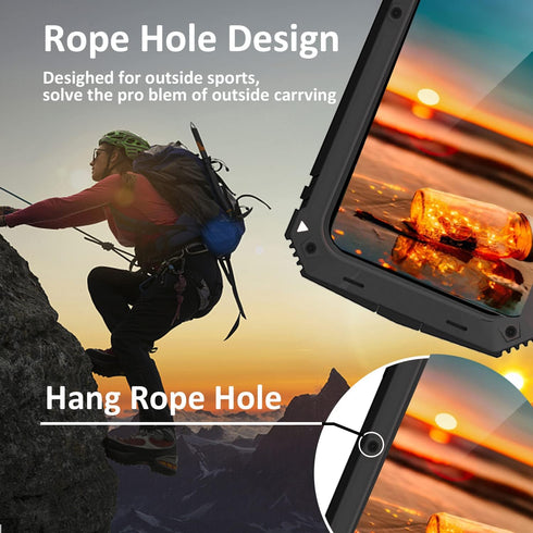 Samsung Galaxy S22 Plus Aluminum Metal Bumper Silicone Case with Stand, Water Resistant, Heavy Duty Rugged, Built-in Screen Protector, Black...