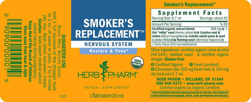Herb Pharm Smoker's Replacement Liquid Herbal Formula for Nervous System Support - 1 Ounce...