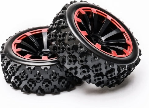 JIUWU 4-Pack Off-Road Wheels 12mm Hex Rc Wheels and Tires - High-Performance Upgrade for 1/10 Rc Tires Cars - Durable Plastic and Rubber Construct...