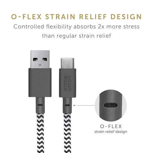 Native Union Belt Cable USB-C to USB-A - 4ft Ultra-Strong Charging Cable with Leather Strap Compatible with iPhone 15, Samsung Galaxy Z Fold 5, Fl...