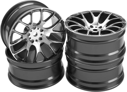 4Pack HIRCQOO Metal Wheel Rims 12mm Hex Hub Compatible with 1/10 On-Road Racing Touring Drift Car Tamiya TT-01 Kyosho RedCat Sakura D4 XIS HSP 1/1...