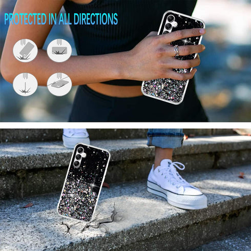 Compatible with Samsung A35 5G Case Clear Glitter Bling Cases for Women, Samsung Galaxy A35 5G Phone Case Silicone TPU Shockproof Protective Cover...