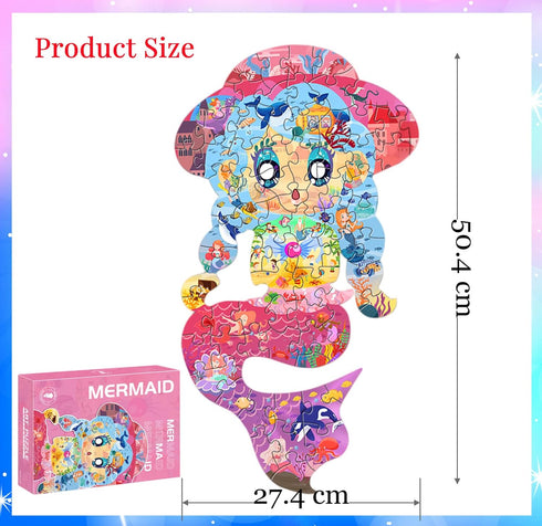 Puzzles for Kids Ages 4-6,4-8,8-10, 70 Piece Mermaid Shaped Kids Puzzles Jigsaw Puzzles Birthday Party Favors Gift for Kid Girls Age 4 6 7 8 Learn...