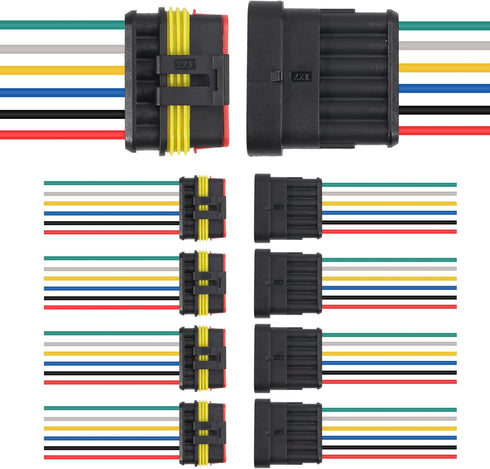 5Pair 6Pin Connector Waterproof Electrical 6 Pin Plug Auto Electrical Wire Connectors Quick Disconnect Automotive Wire Connectors Marine for Car, ...