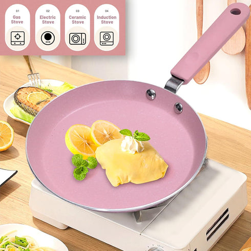 Nonstick Frying Pan Skillet, 7" Pink Skillet with Non Stick Coating, Aluminum Egg Pan with Stay Cool Handles, Practical Kitchen Cookware for Home ...
