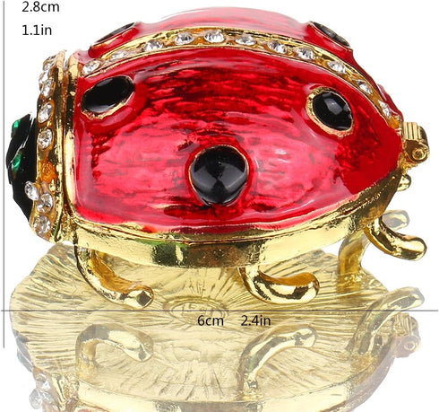 YU FENG Ladybug Figurine Trinket Box Hinged Crystals Jeweled Small Cute Animal Jewelry Boxes Collectible...