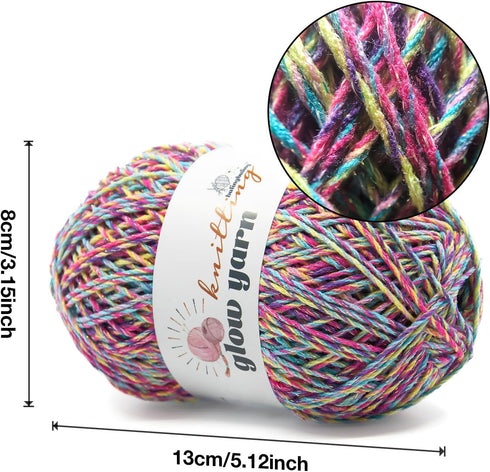 100g/3.5oz BulingBuling Acrylic Glow in The Dark Yarn,Colourful Yarn -Worsted Fine #2 Yarn - 240M/262Yards ?Beginners Yarn for Crochet and Knittin...