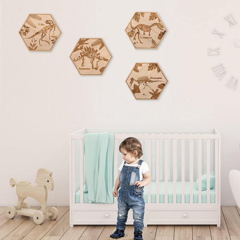 Maitys 4 Pcs Dinosaur Room Wall Decor for Boys 5.1'' x 5.9'' Wooden Dino Wall Art for Kids Baby Nursery Playroom Bedroom Classroom Decorations...